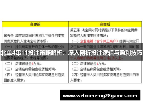 北单4串11投注策略解析：深入剖析投注逻辑与盈利技巧